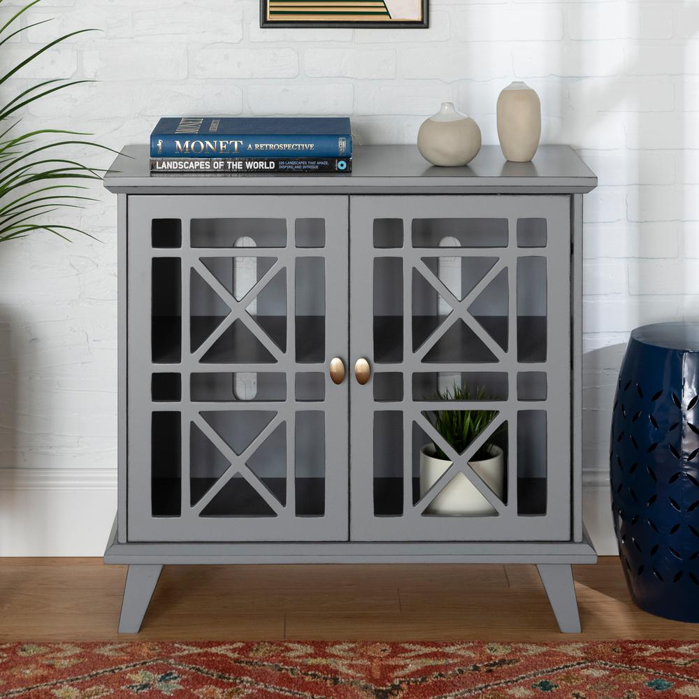 Walker Edison Furniture Company 32 Decorative Fretwork Accent Storage Cabinet Grey Hd32fwagy The Home Depot