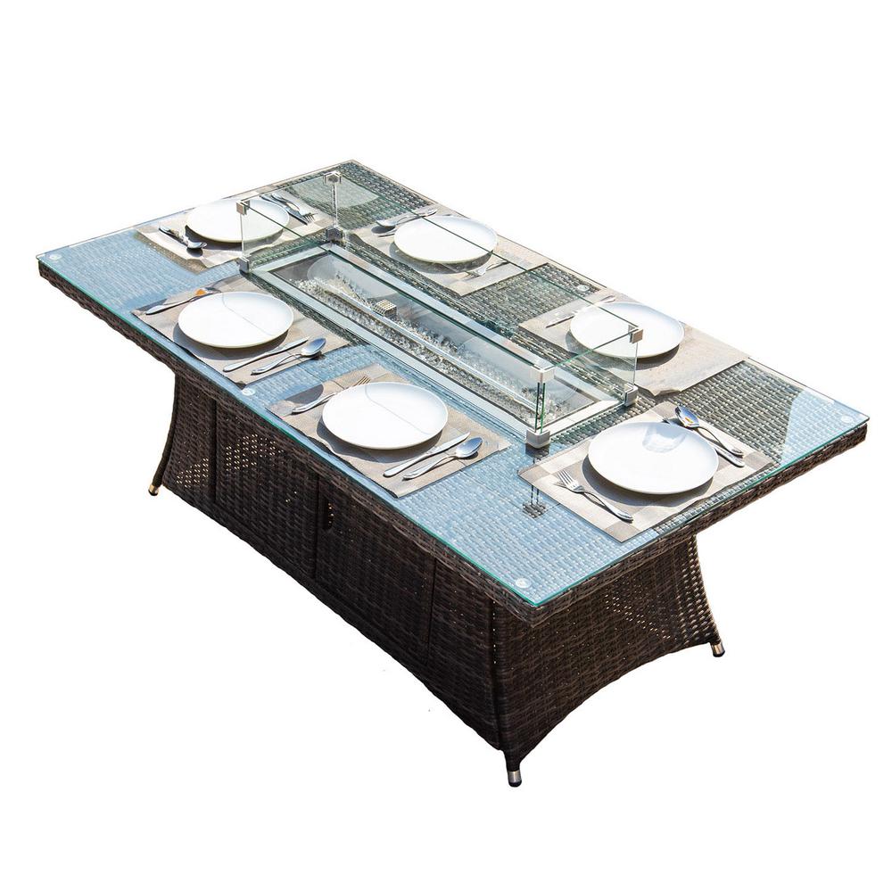 wicker propane fire pit table