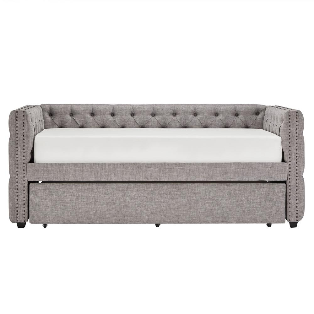 Daybeds Bedroom Furniture The Home Depot Lincoln Park Grey On Tufted Trundle Daybed