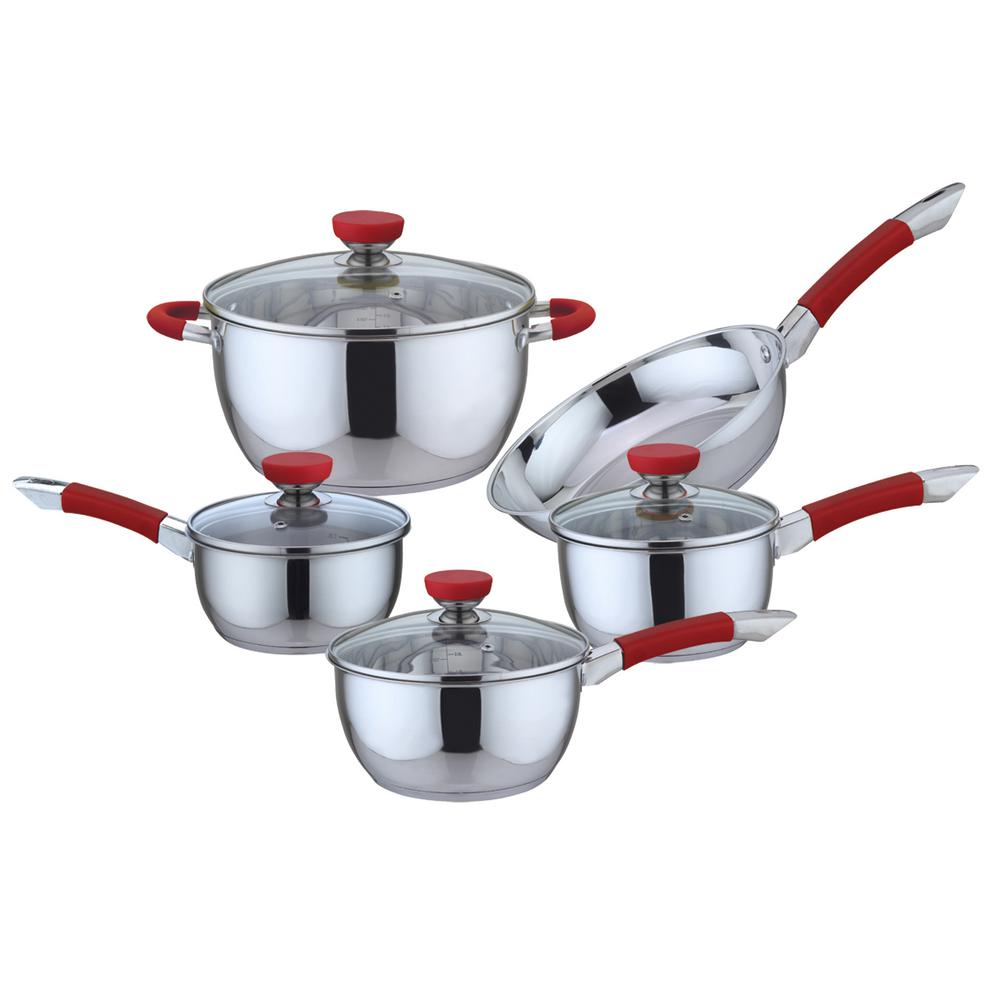 CULINARY EDGE 9-Piece Red Stainless Steel Cookware Set-2310 - The Home ...