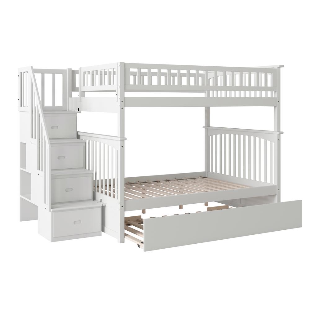 Full On Bunk Beds With Trundle, White Twin Over Full Bunk Bed With Stairs