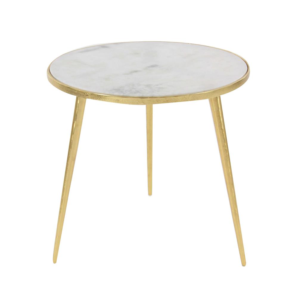 Round Resin Gold End Tables Accent The Home Depot Aluminum Marble Accent Table In Gold