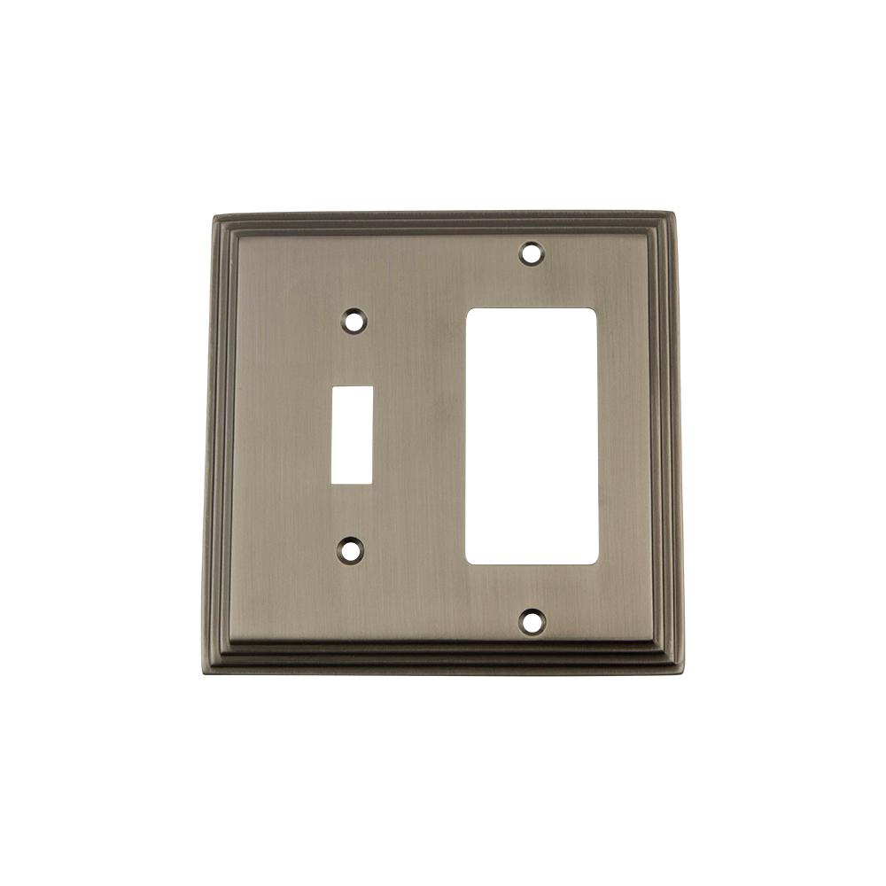 Nostalgic Warehouse Deco Switch Plate with Toggle and Rocker in Antique Pewter by Nostalgic Warehouse
