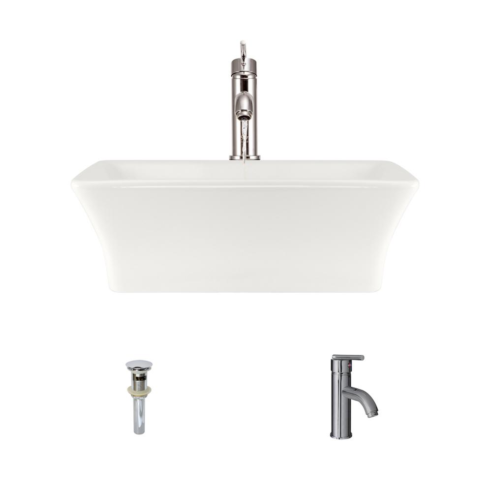 MR Direct Porcelain Vessel Sink in Bisque with 753 Faucet and PopUp