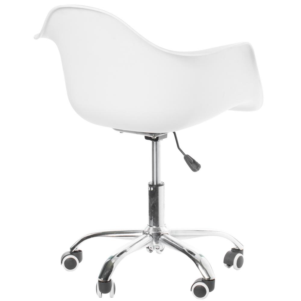 Bold Tones Mid Century Modern Style Swivel Plastic Shell Molded Office Task Chair With Rolling Wheels White Qi003751 Wt The Home Depot