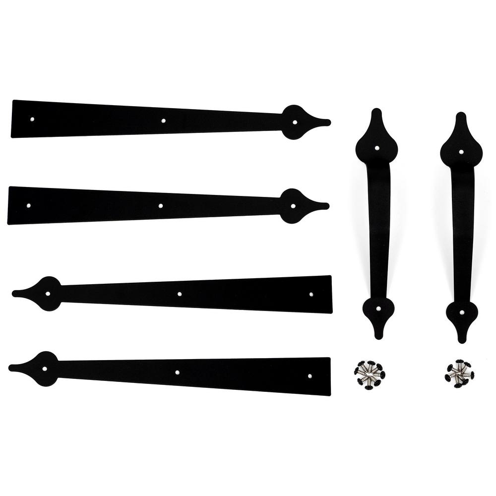 Ideal Security Decorative Garage Door Hardware Kit In Black Bk7107bl The Home Depot - Decorative Garage Door Hardware Kit Home Depot