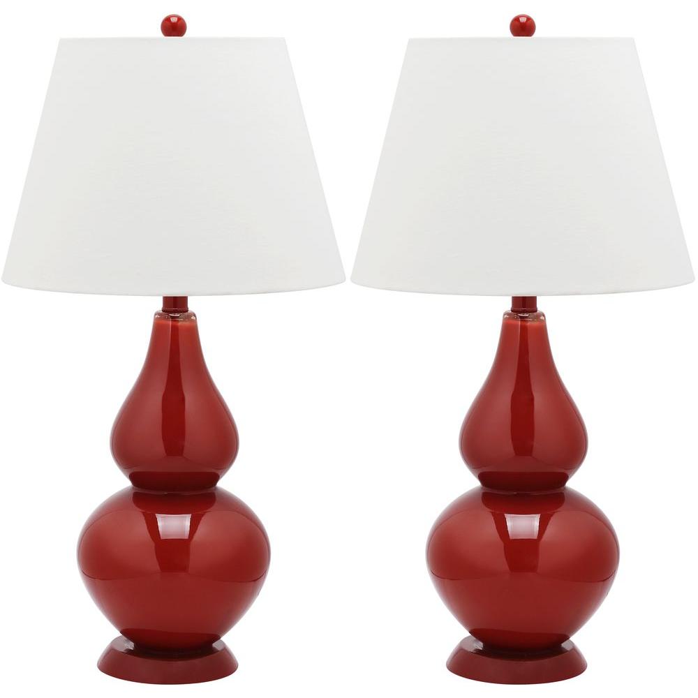 Safavieh Cybil 26 5 In Chinese Red Double Gourd Gl Lamp Set Of Chinese Red Double Gourd Gl Lamp Set Of 2