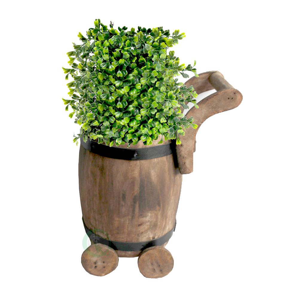 7 5 In W X 8 D 10 H Wood Small Barrel Planter Cart