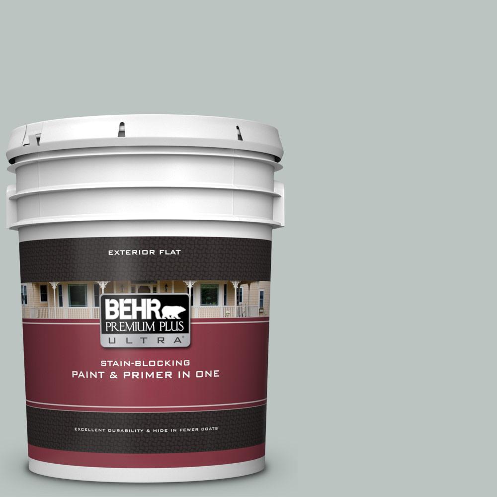 BEHR Premium Plus Ultra 5 gal. ICC47 Pewter Tray Flat Exterior Paint
