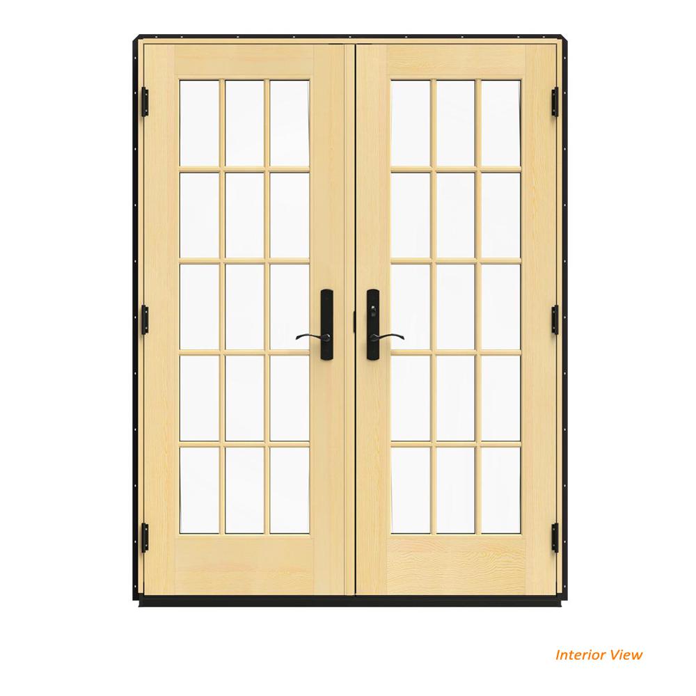 Jeld Wen 60 In X 80 W 4500 Black Clad Wood Left Hand 15 Lite Jeld Wen 60 In X 80 W 4500 Black Clad Wood