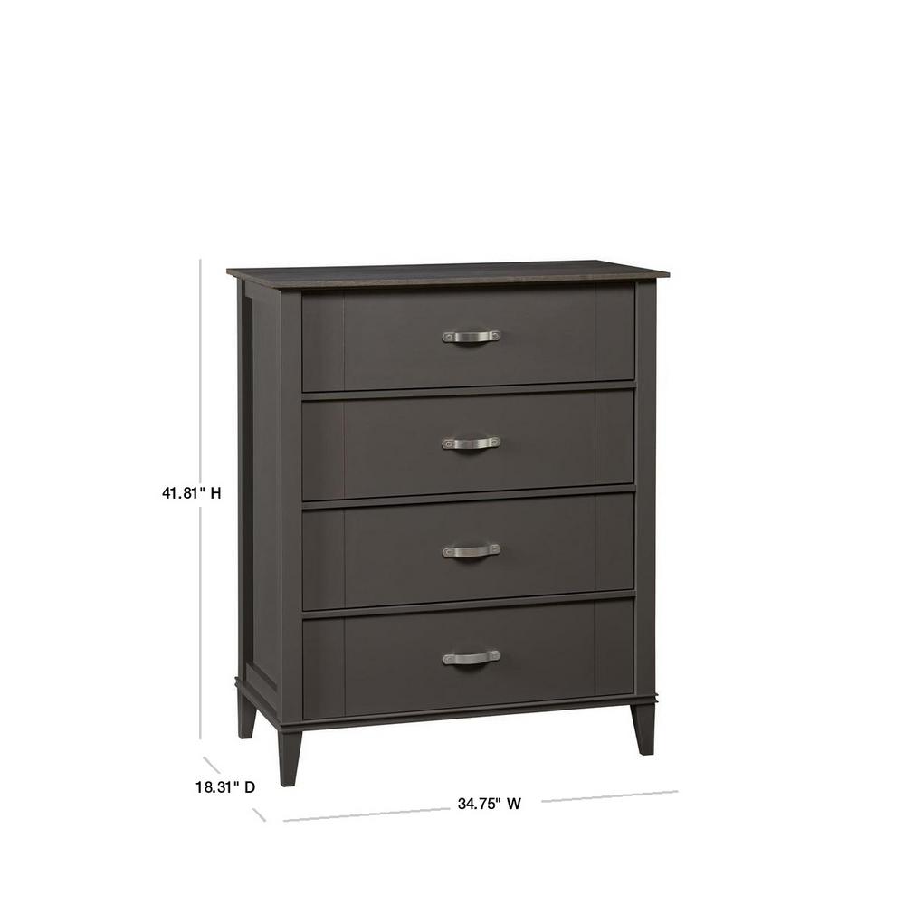 Ameriwood Lisette Gray 4 Drawer Dresser Hd50730 The Home Depot