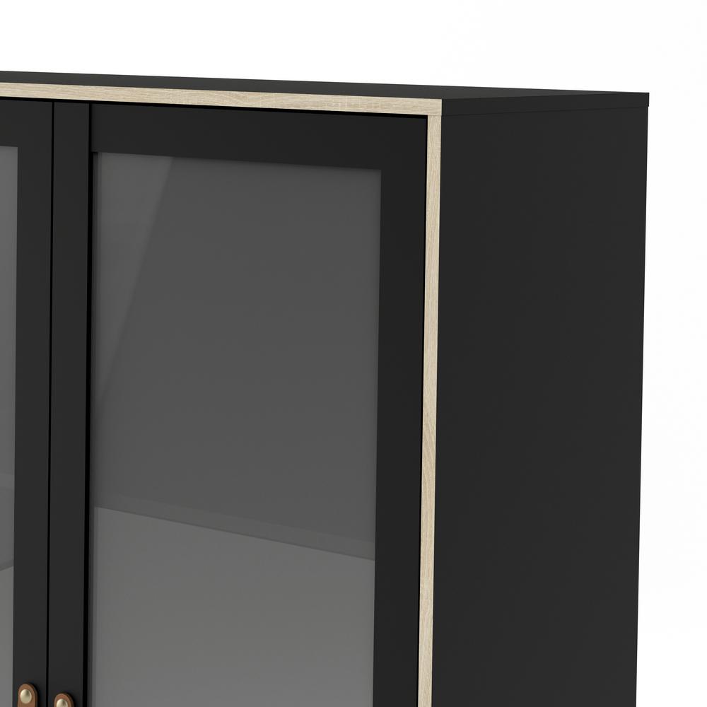 Tvilum Stubbe Black Matte Oak Structure 2 Glass Door China Cabinet