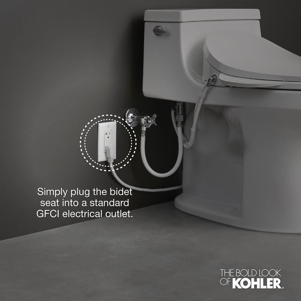 Kohler C3 200 Electric Bidet Seat For Elongated Toilets In White With In Line Heater K 4709 0 The Home Depot
