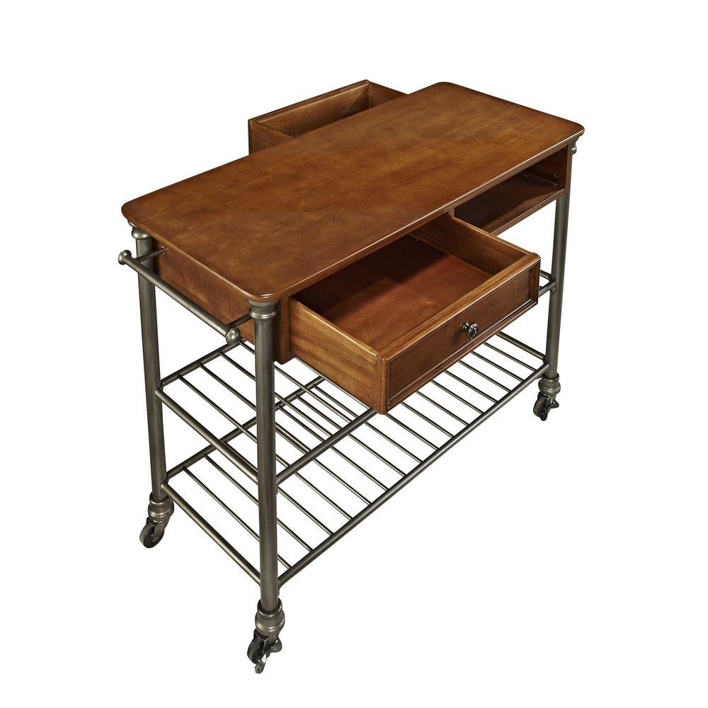 Homestyles Orleans Vintage Caramel Kitchen Cart With Towel Bar