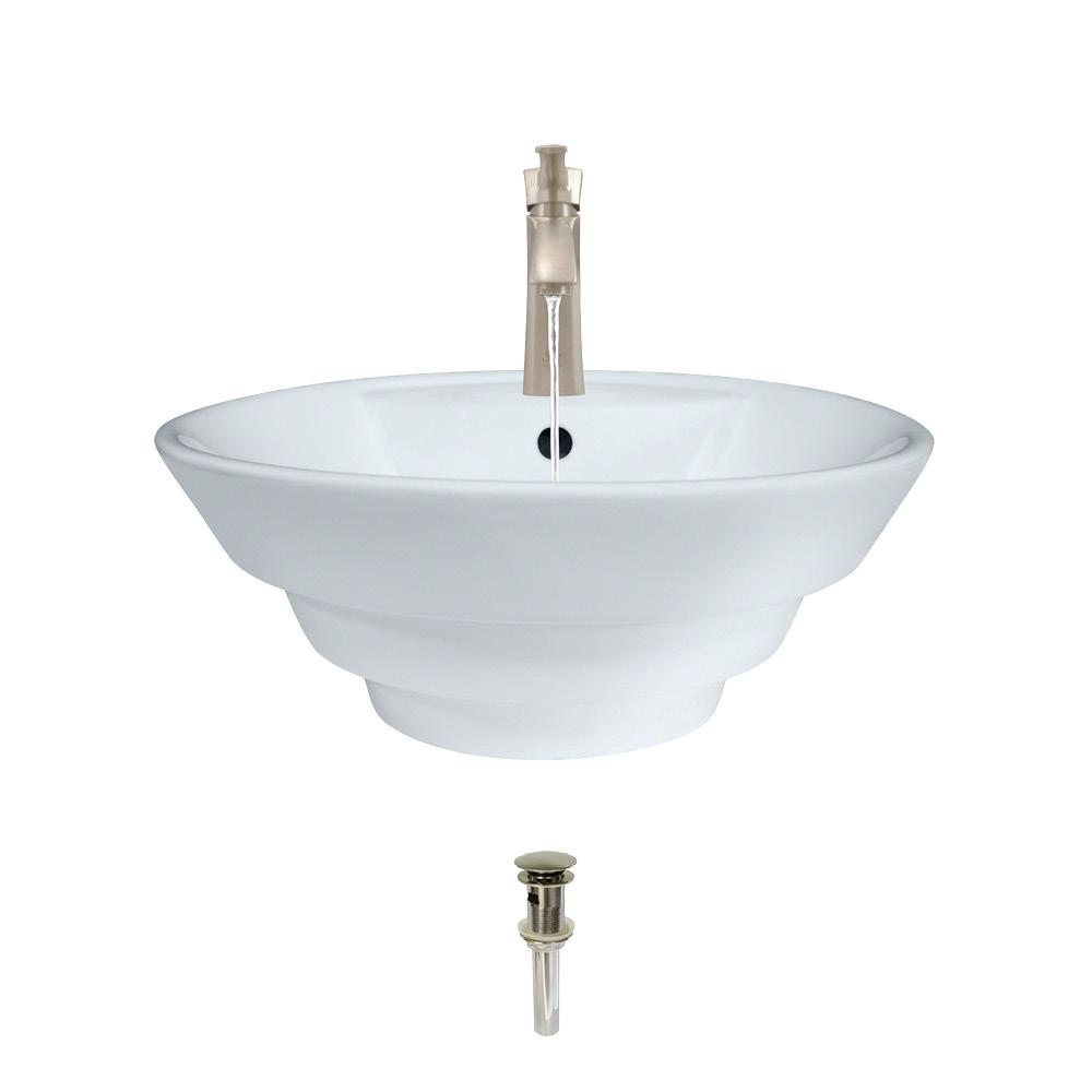 Mr Direct Porcelain Vessel Sink In White With 725 Faucet And Pop