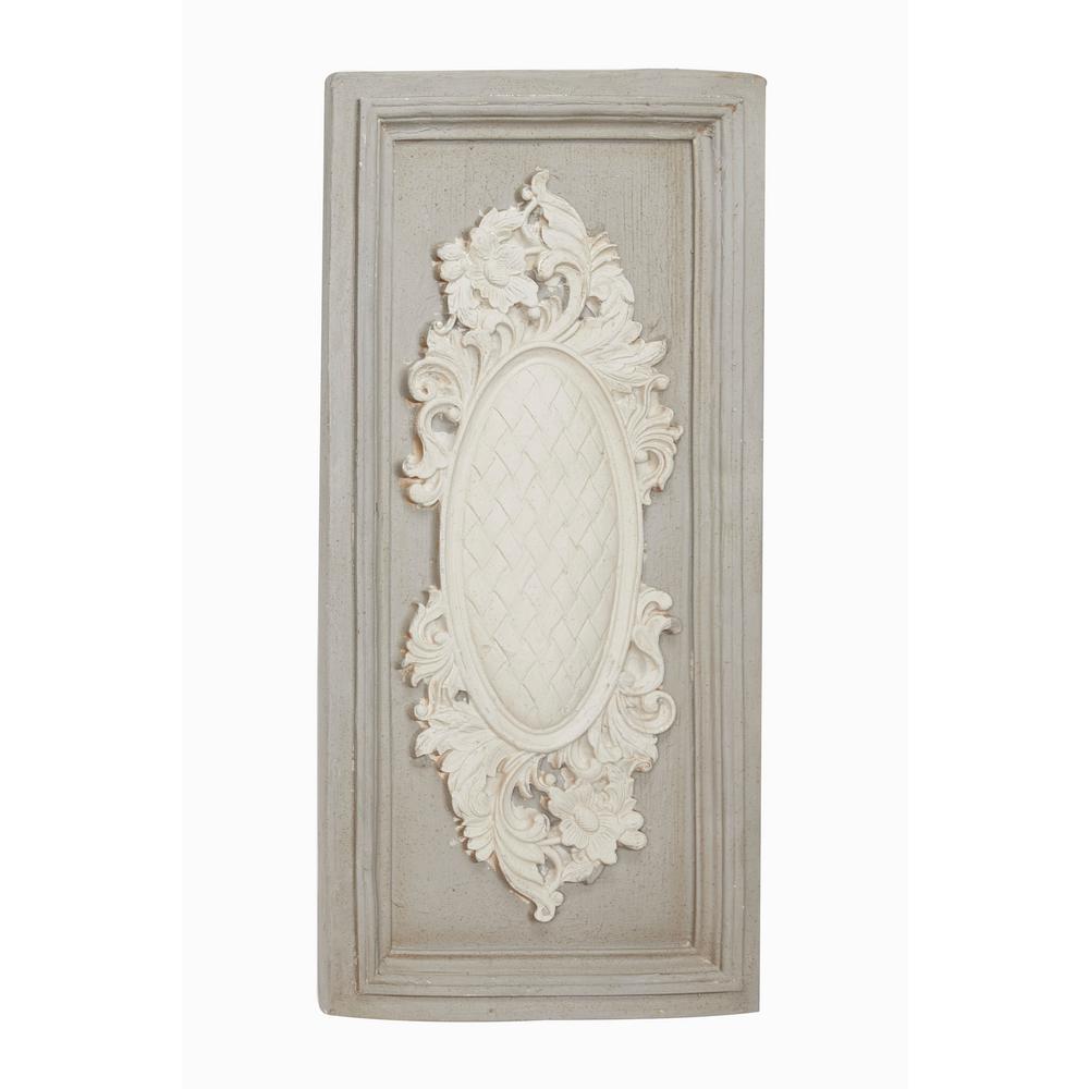Litton Lane Large White And Beige Antique Carved Wood Wall Art 91127 The Home Depot