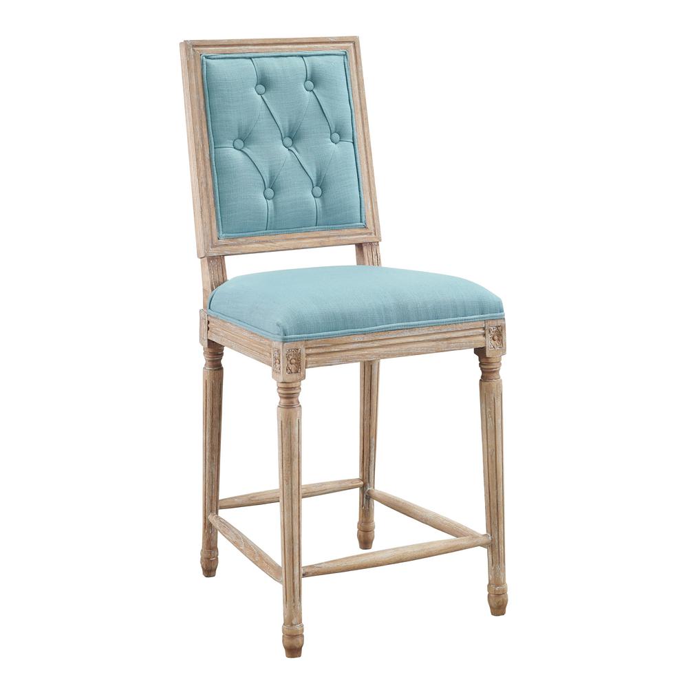 Linon Home Decor Alton 24 In Blue Tufted Square Back Counter Stool Blue Tufted Square Back Counter Stool Thd00694 The Home Depot