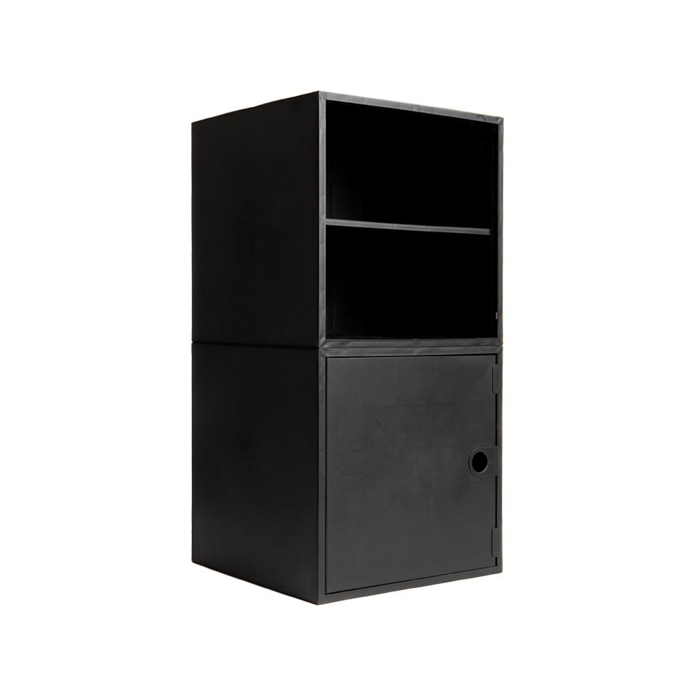 Icube 2 Cube Kit With Door And Shelf 27 5 In X 13 75 Black Modular Storage Organizer