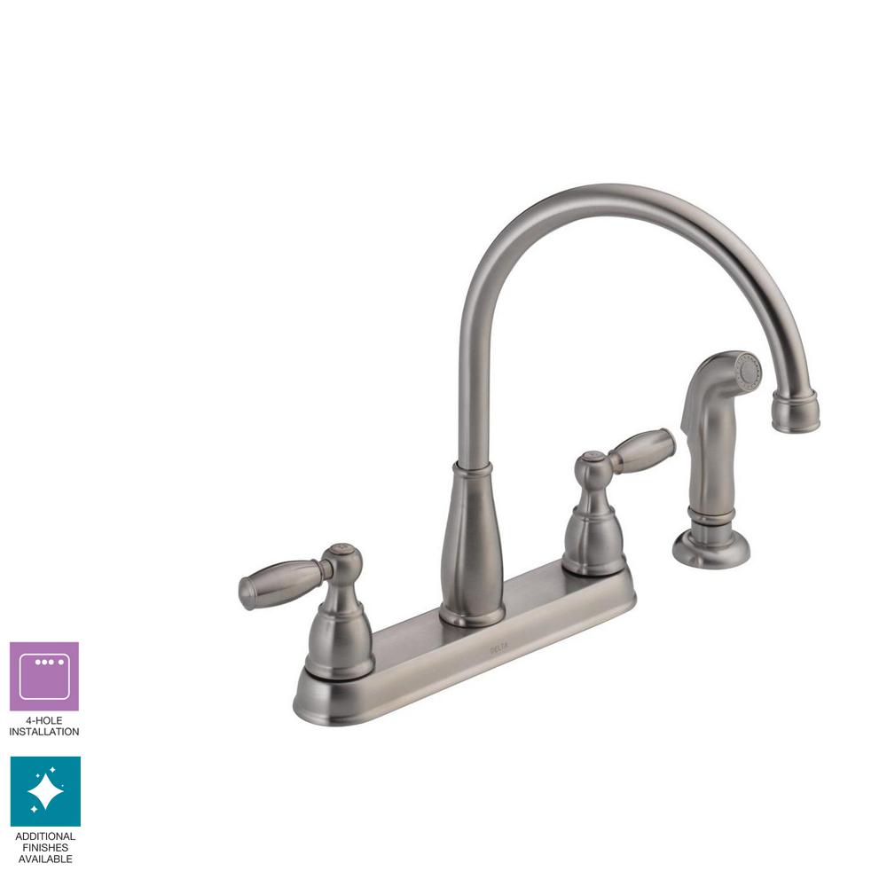 Delta Foundations 2Handle Standard Kitchen Faucet with Side Sprayer in