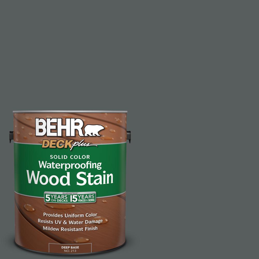 Behr Deckplus 1 Gal N500 6 Graphic Charcoal Solid Color N500 6 Graphic Charcoal Solid Color Waterproofing Exterior Wood