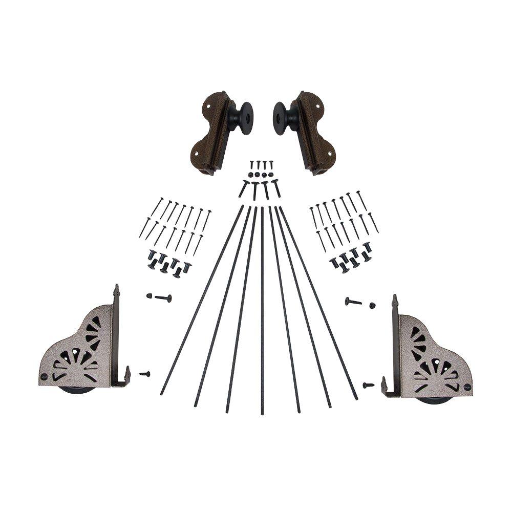 Quiet Glide Hammered Antique Brass Braking Rolling Hook Ladder Hardware