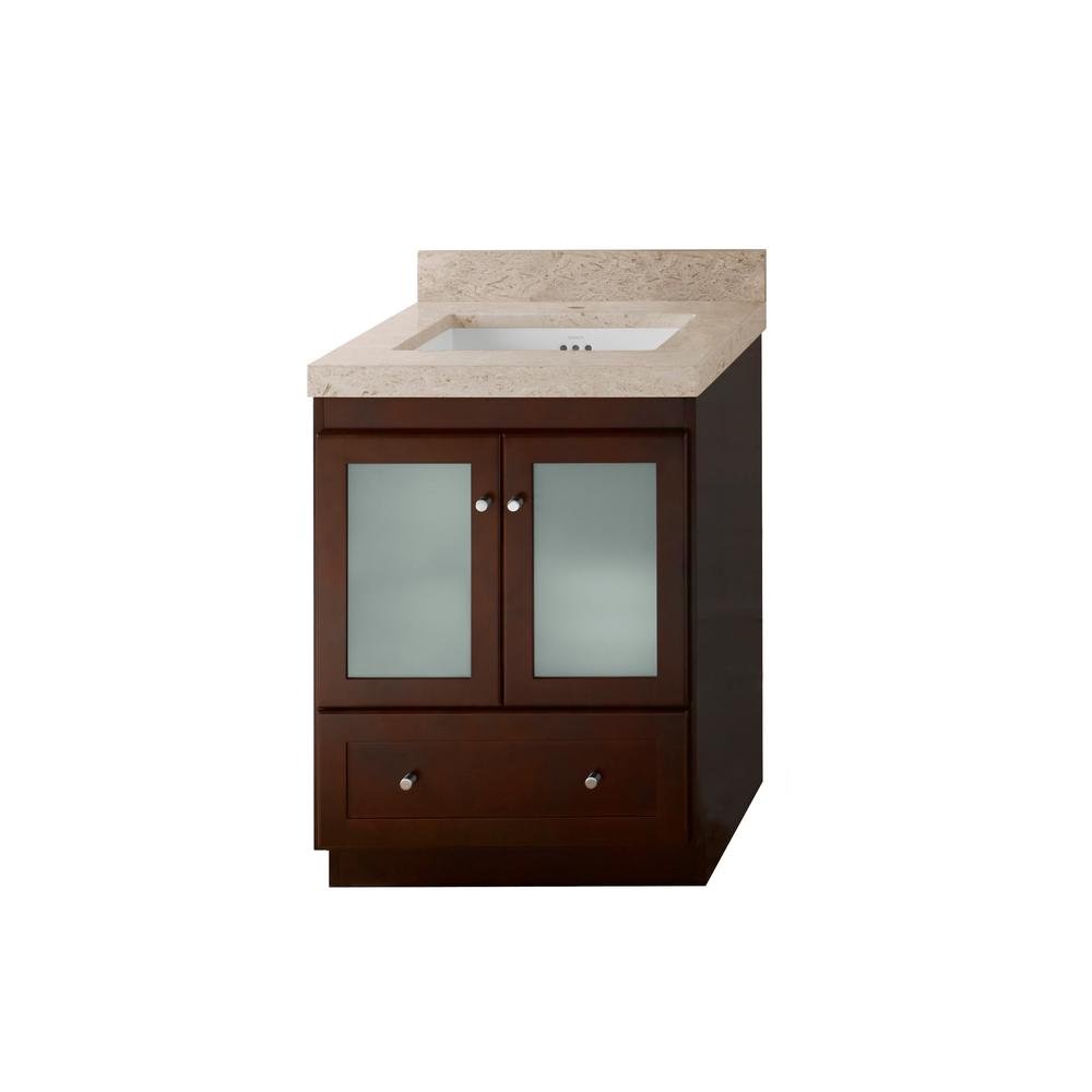 Ronbow Essentials Shaker 24 in. Vanity in Dark Cherry with Marble
