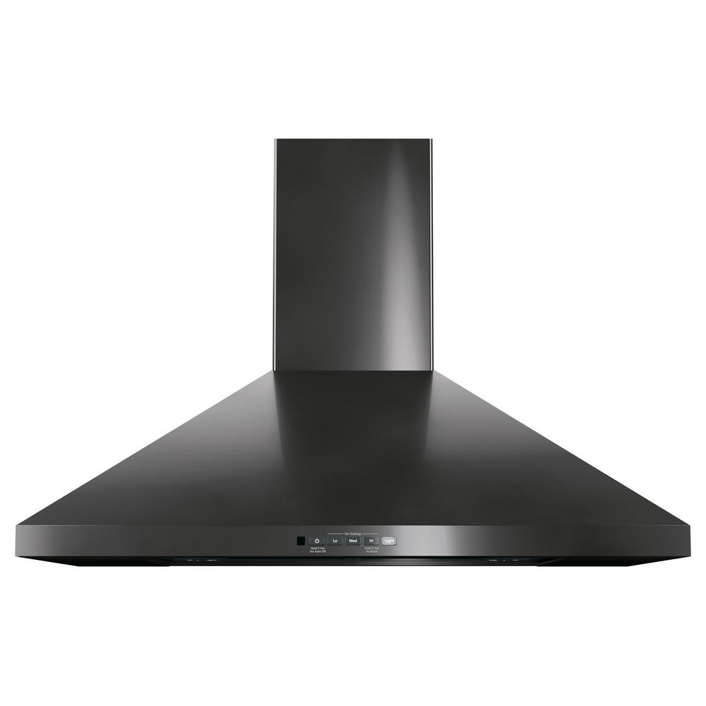 GE 30 in. Convertible Wall-Mount Range Hood with Light in Black Stainless Steel, Fingerprint Resistant