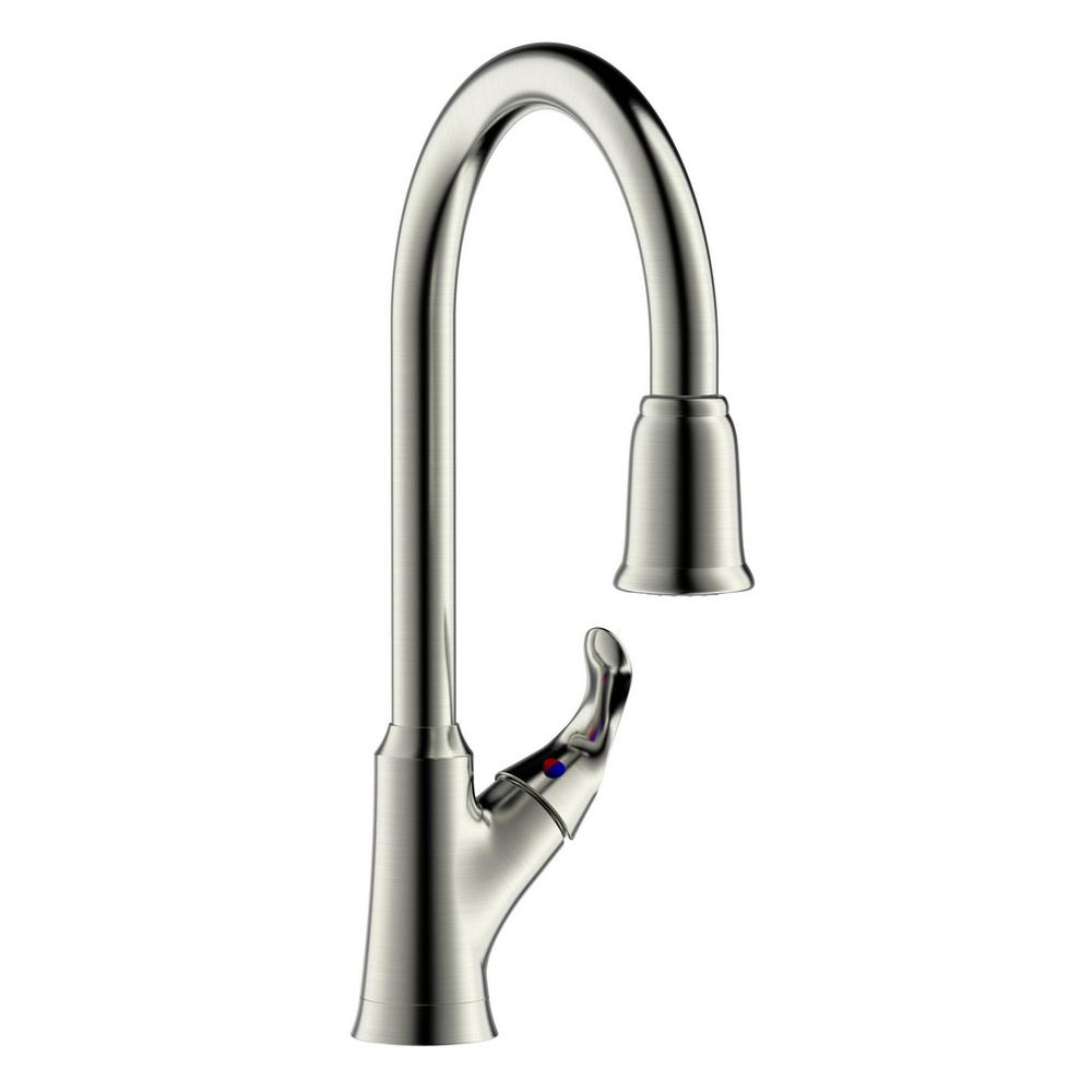 Fontaine By Italia Arts Et Metiers Single Handle 1 Or 3 Hole Pull Down Sprayer Kitchen Faucet In Brushed Nickel Mff Amk3 Bn The Home Depot