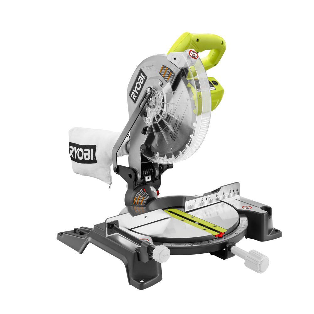 Ryobi 14Amp 10 in. Compound Miter Saw in GreenTS1345L The Home Depot