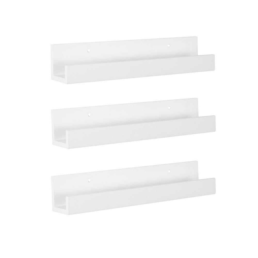 Kate and Laurel Levie 4 in. x 24 in. x 4 in. White MDF Floating