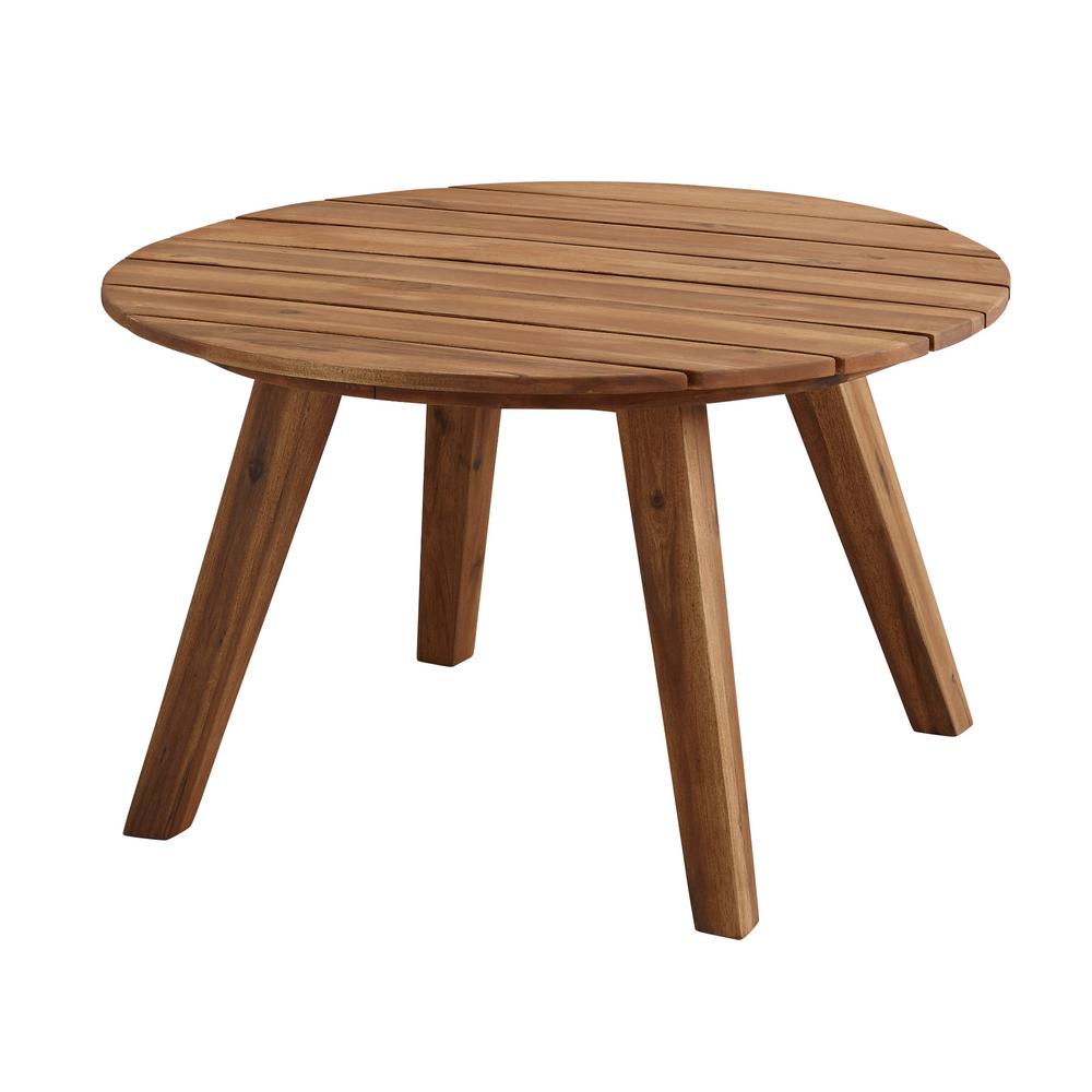 Welwick Designs 30 in. Brown Round Acacia Wood Outdoor ...