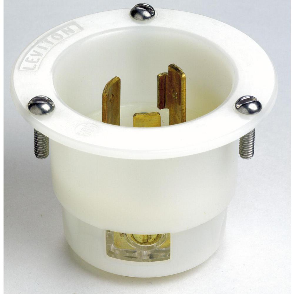 Leviton 20 Amp 250-volt Flanged Inlet Grounding Locking Outlet White-2325