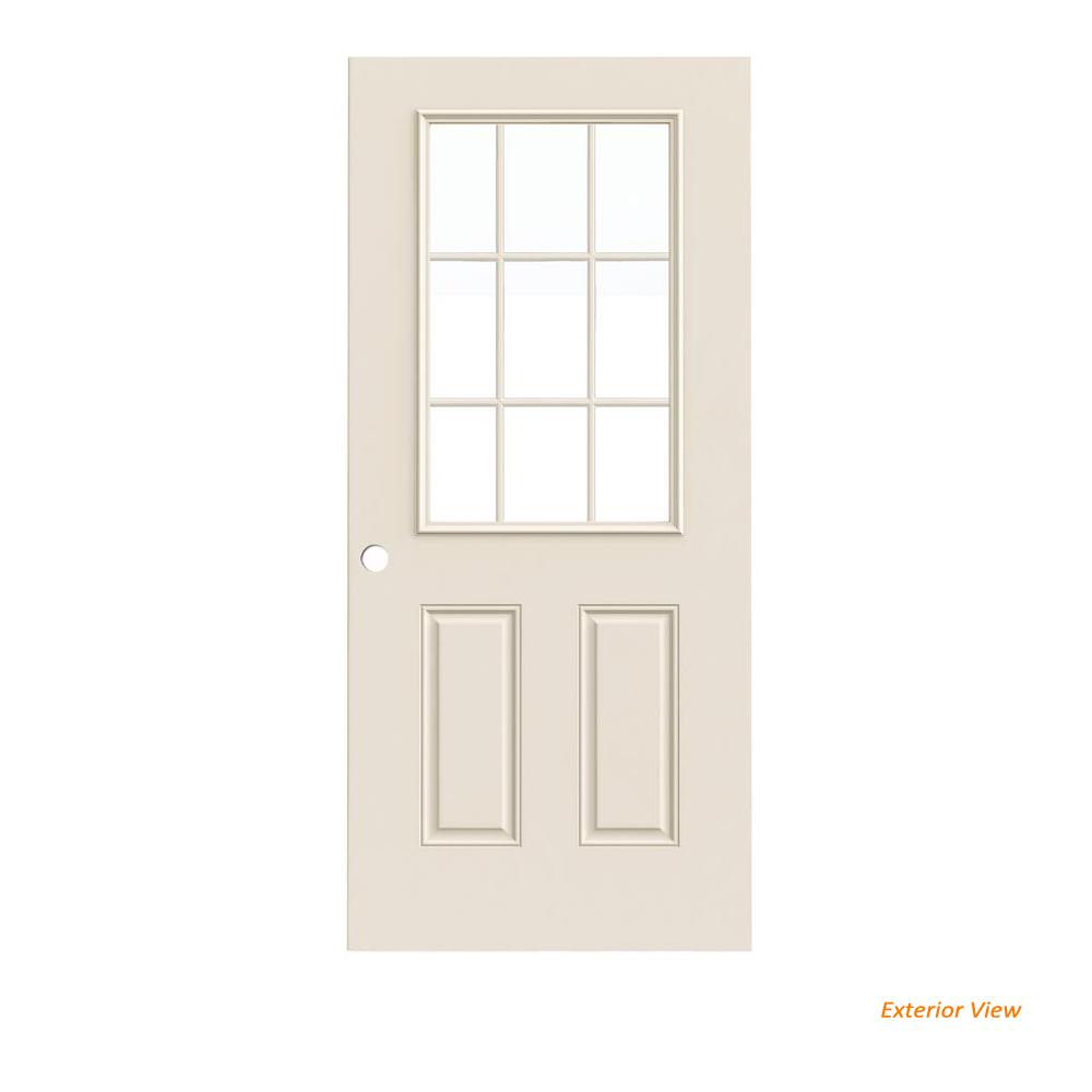Jeld Wen 36 In X 79 9 Lite Primed Steel Universal Reversible 36 In X 79 9 Lite Primed Steel Universal Reversible Front Door Slab