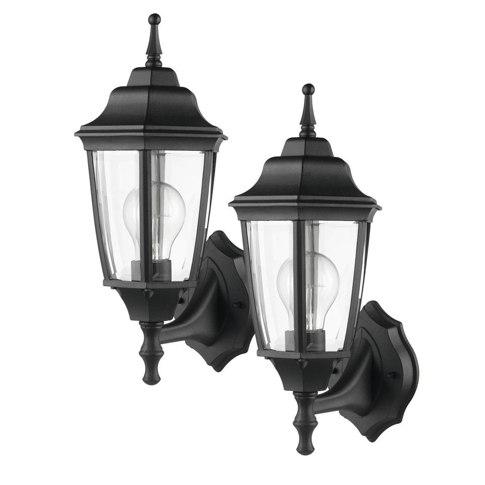 Globe Electric Oxford 1Light Matte Black and Clear Glass Outdoor