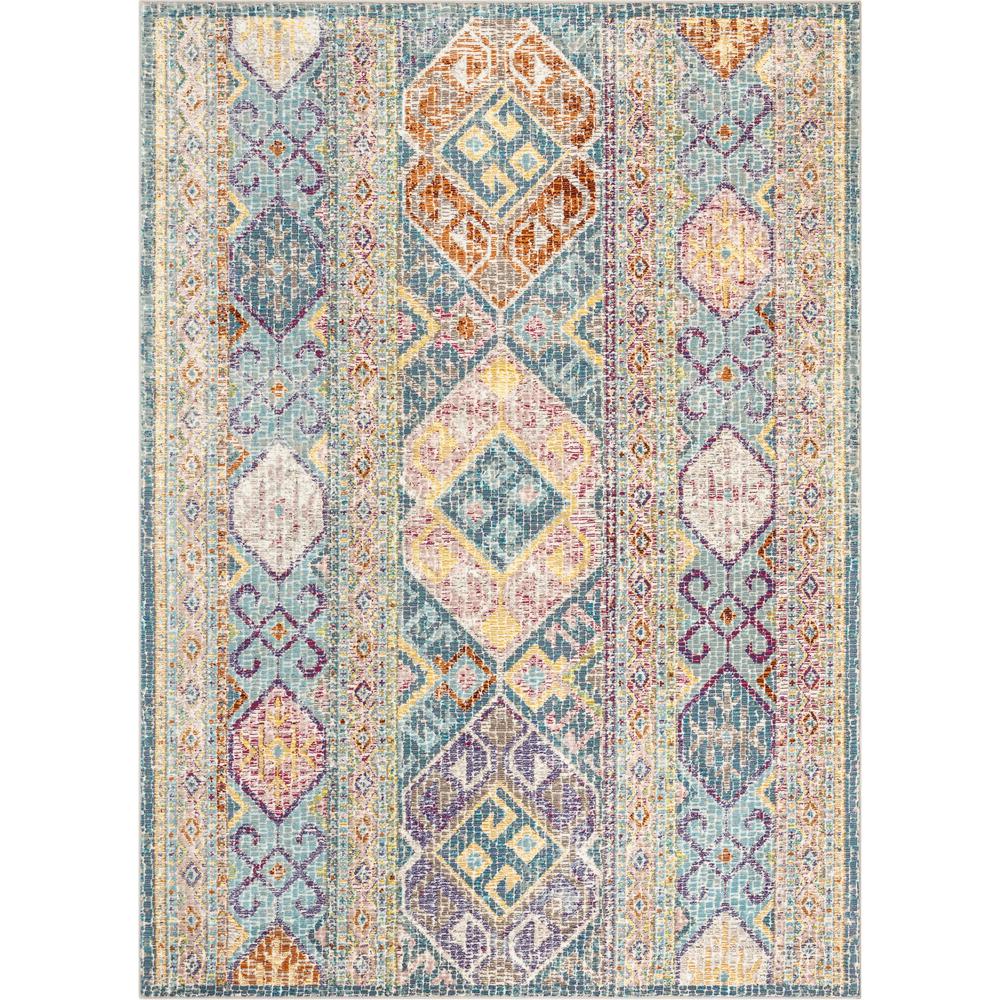 Allure Eden Blue Vintage Pastel Southwestern 3 Ft 11 In X 5 Area Rug