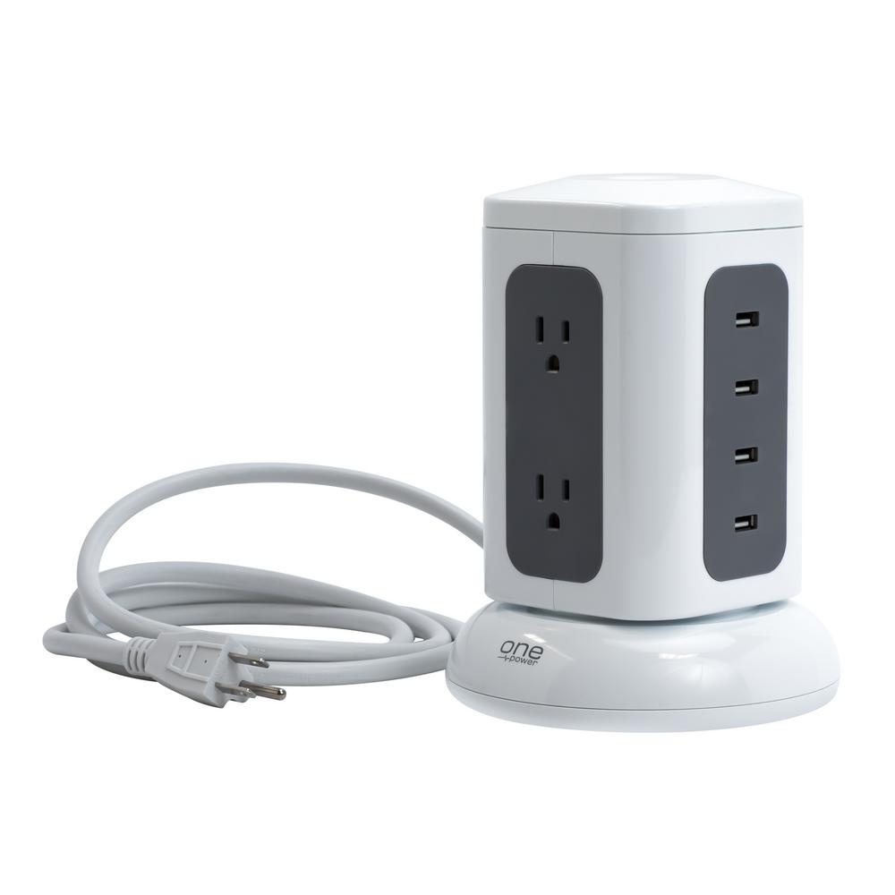 Indoor Outdoor Surge Protectors Extension Cords 6 Outlet Quad Usb Tower Surge Protector