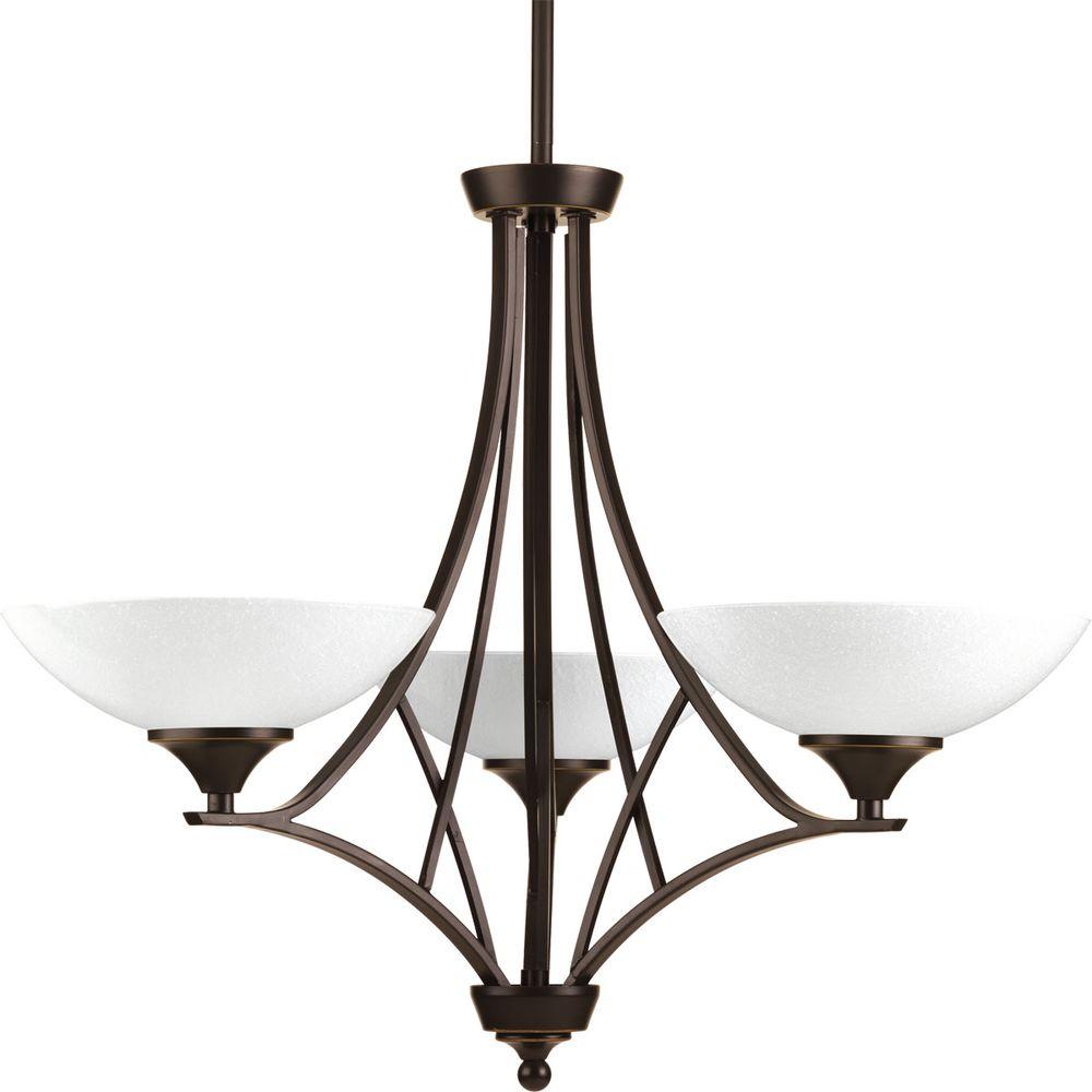 Progress Lighting Prosper Collection 3 Light Antique Bronze Progress Lighting Prosper Collection 3 Light Antique Bronze Chandelier With Polished Seeded Glass