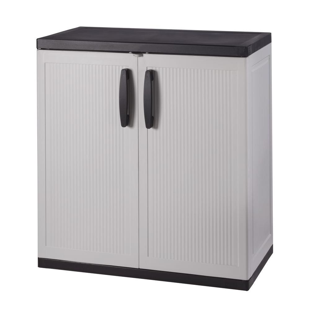 HDX 36 In H X 36 In W X 18 In D Plastic 2 Shelf Multi Purpose Base   Gray Hdx Free Standing Cabinets 221873 64 1000 