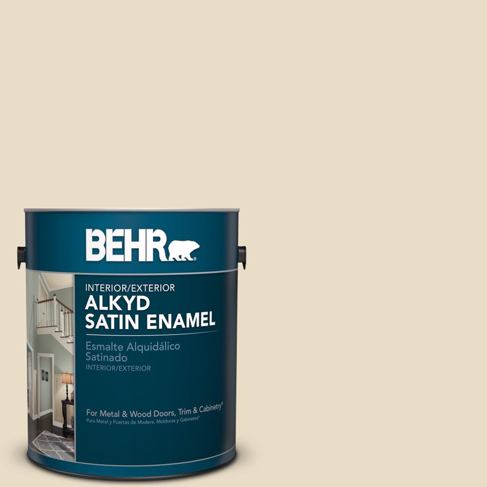 BEHR 1 gal. #22 Navajo White Satin Enamel Alkyd Interior/Exterior Paint ...