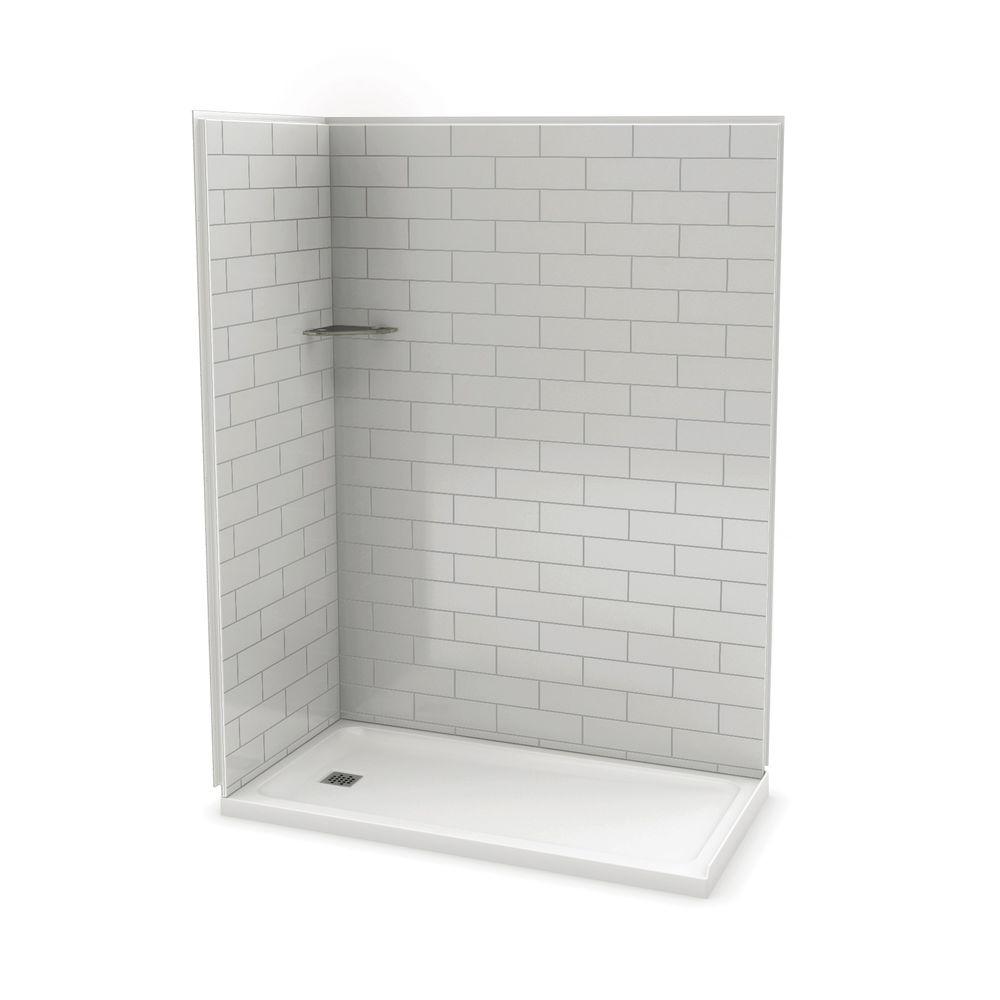 Utile Metro 32 In X 60 83 5 Corner Shower Stall Soft Grey With Left Drain Base White Utile Metro 32 In X 60 83 5 Corner Shower Stall Soft Grey With Left Drain Base White