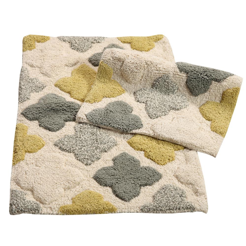 Multi Colored Rubber Backed Bath Rugs Mats The Home Depot Alloy Moroccan Tiles Willow 21 In X 34 2 Piece Bath Rug