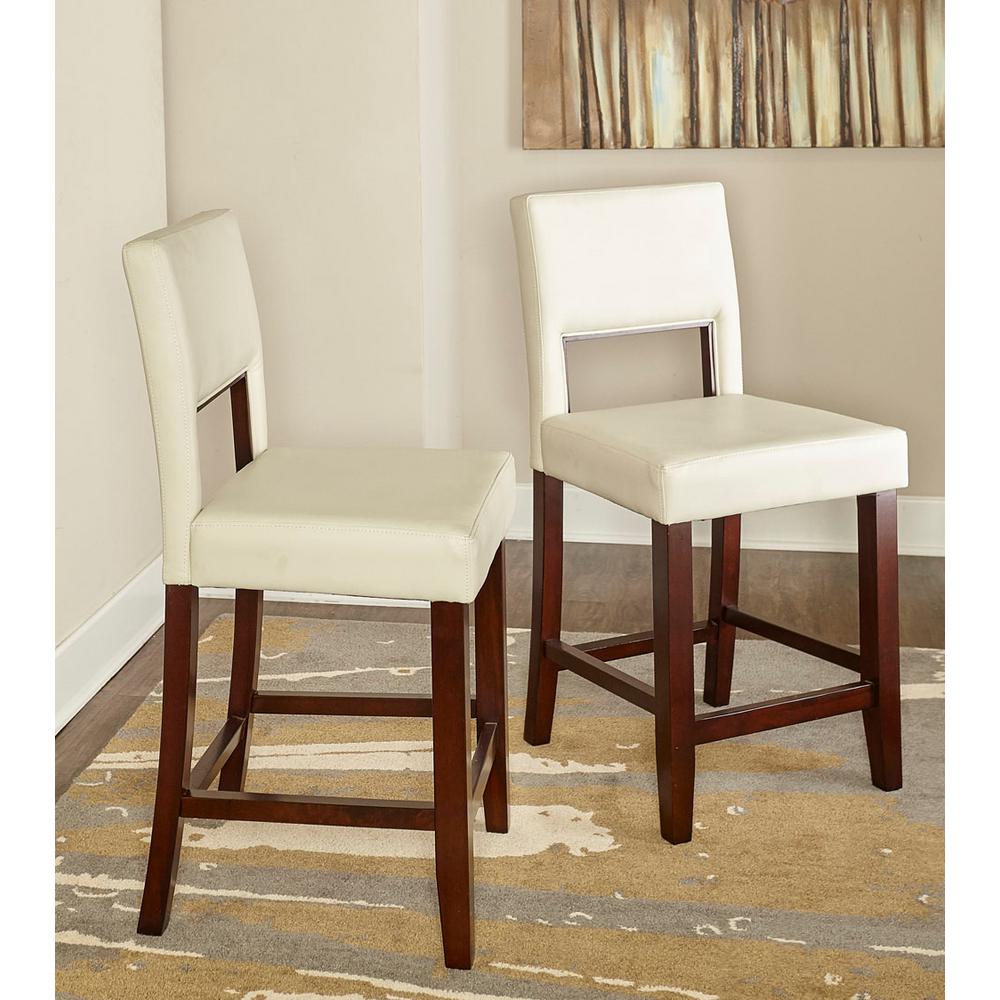 Linon Home Decor Vega 24 In White Cushioned Counter Stool