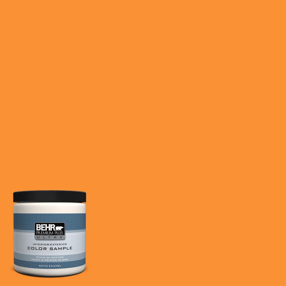 Behr Premium Plus Ultra 8 Oz P240 7 Joyful Orange Satin Enamel P240 7 Joyful Orange Satin Enamel Interior Exterior Paint And Primer In One Sample