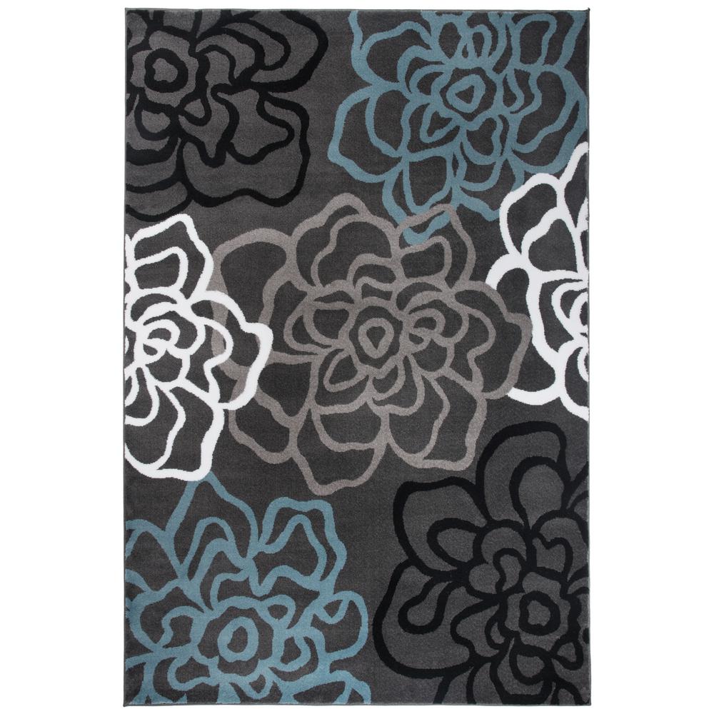 World Rug Gallery Contemporary Floral Dark Gray Indoor 10 ft. x 14 ft ...