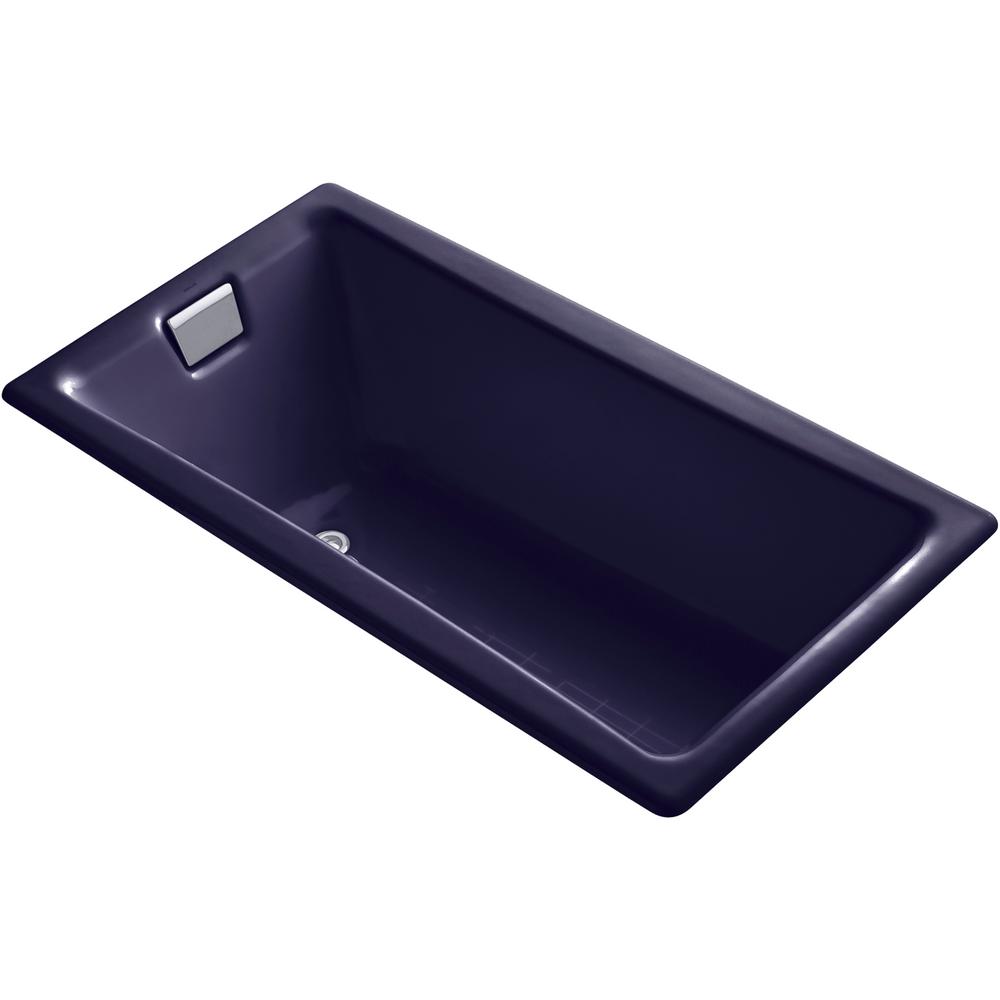 Kohler Tea For Two 60 In Rectangular Drop In Bathtub In Indigo Blue K 850 Dgb The Home Depot