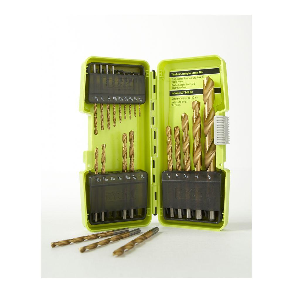 RYOBI Drill Bit Set (21 Piece) Titanium Coated Wood Metal Plastic