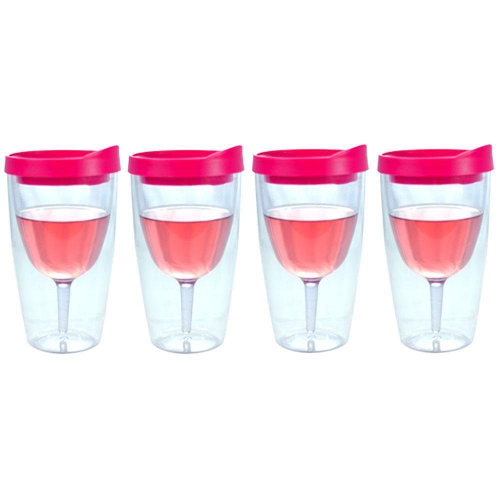 Southern Homewares 4Piece Pink Double Wall Acrylic Insulated Wine