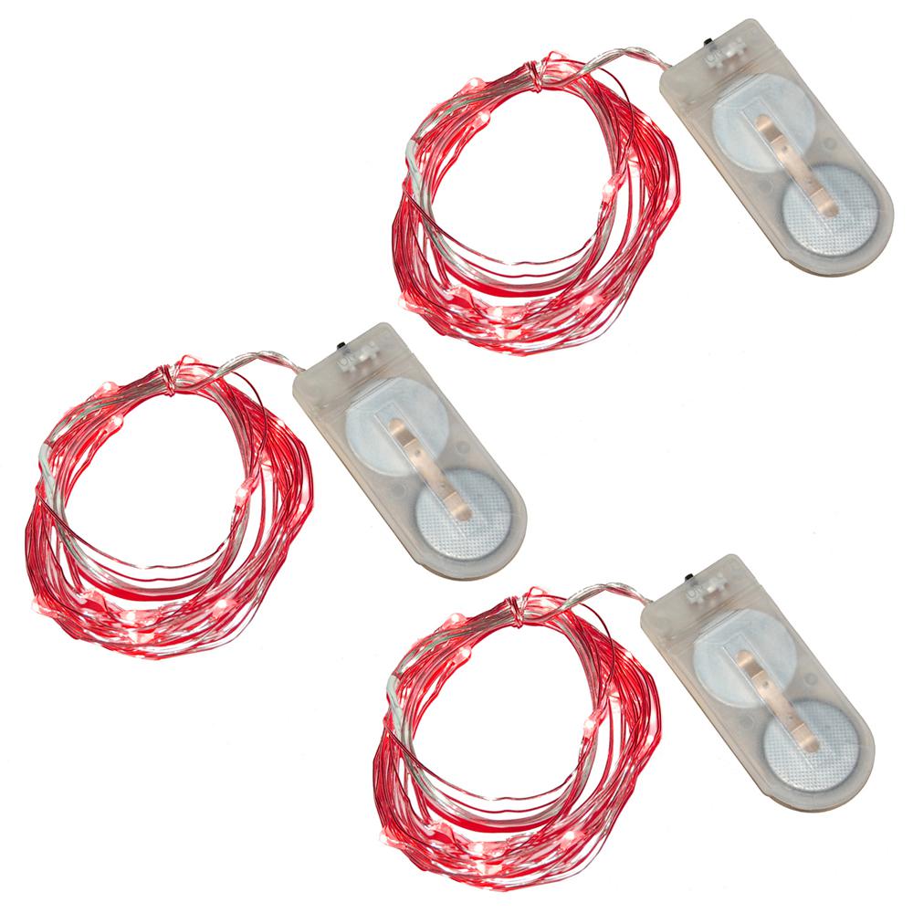 Lumabase Red Battery Operated Waterproof Mini String Lights 3 Count Lumabase Red Battery Operated Waterproof Mini String Lights 3 Count