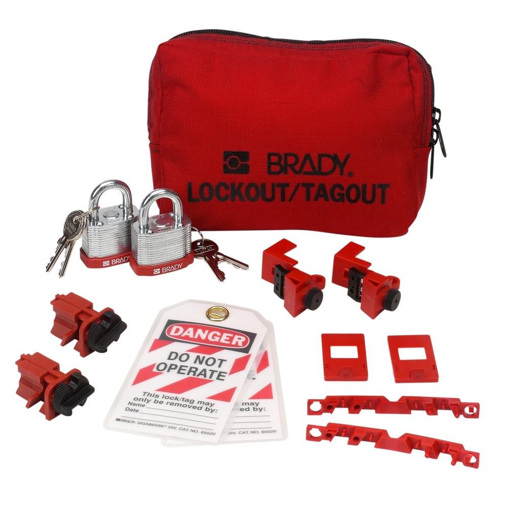 Brady 120/277Volt Breaker Lockout Pouch with Steel Padlocks and Tags