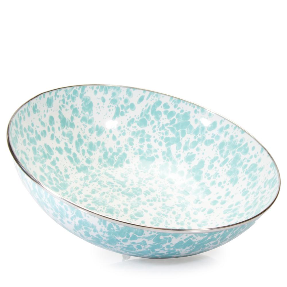 Sea Glass Teal Swirl Pattern 8.5 Inch Sandwich Plate Enamelware